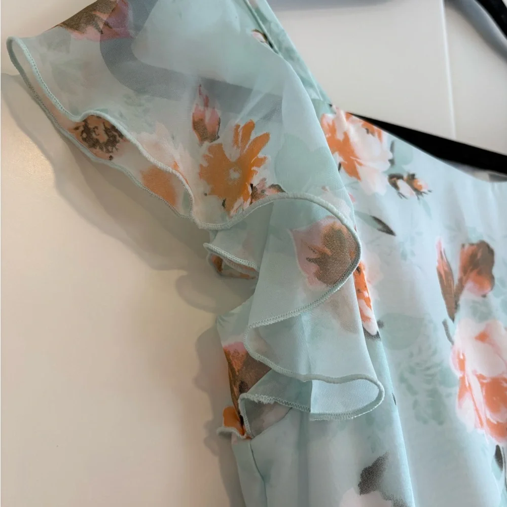 Pippa & Julie Floral Kids Dress - Blue and Pink Girls Size 14 - Picture 4 of 9